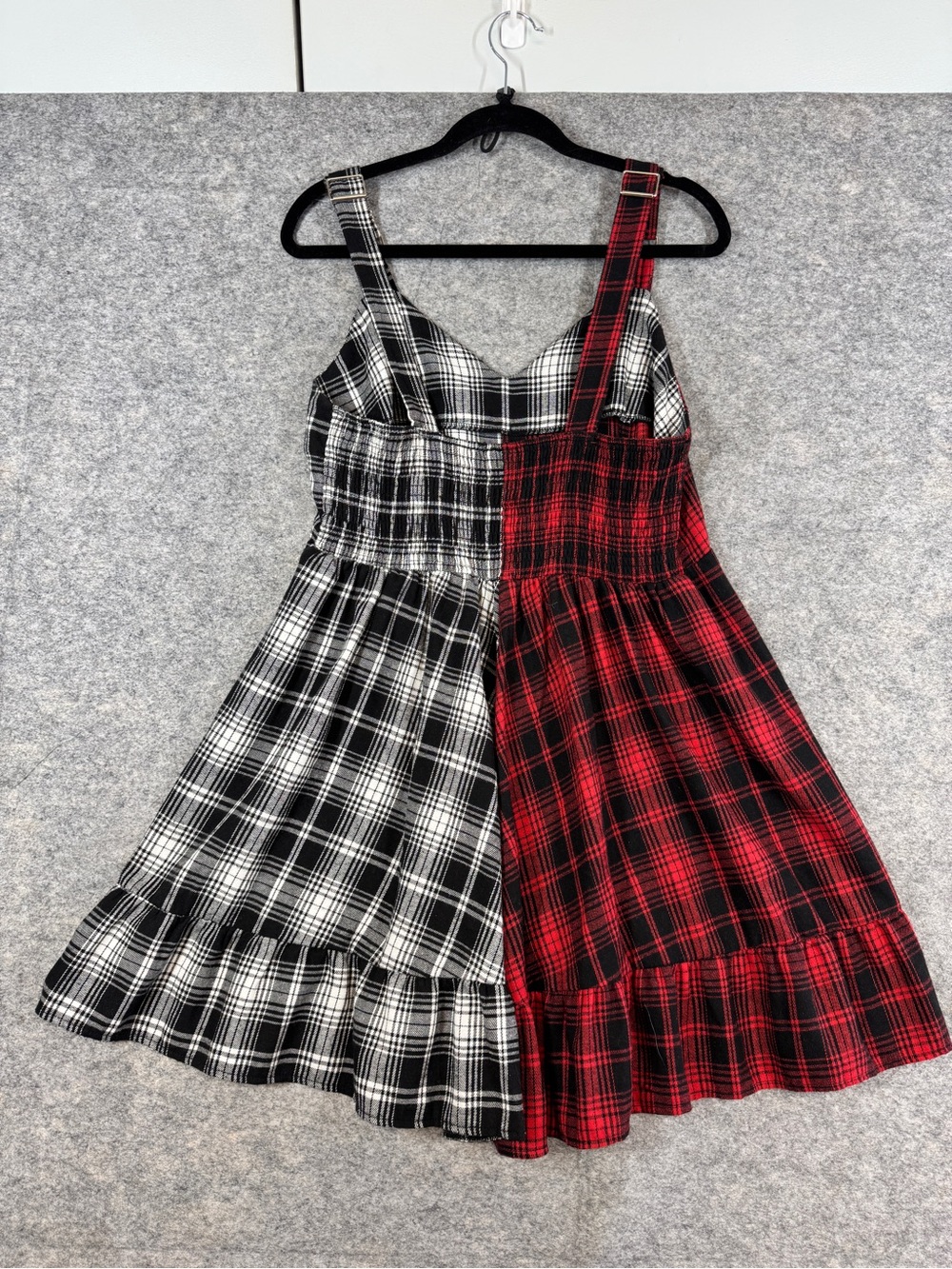 Y2K Goth Grunge Emo Red Black White Plaid Sundress XL Punk Rock Dark Romantic - Picture 14 of 16